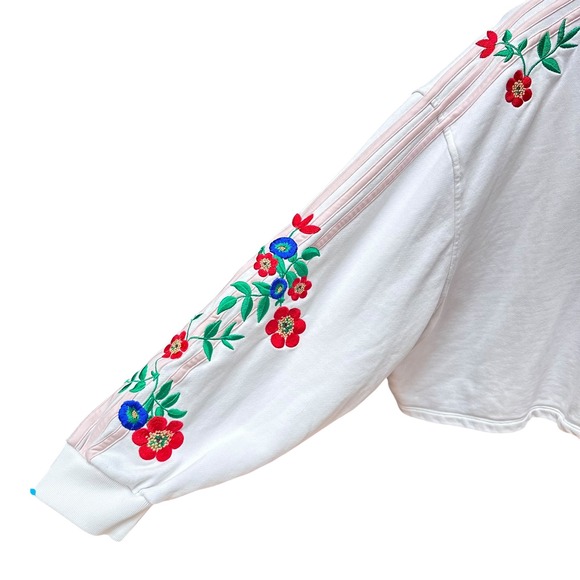 Adidas‎ Floral Embroidered Sweatshirt Cropped Boho Streetwear Medium - Picture 4 of 7